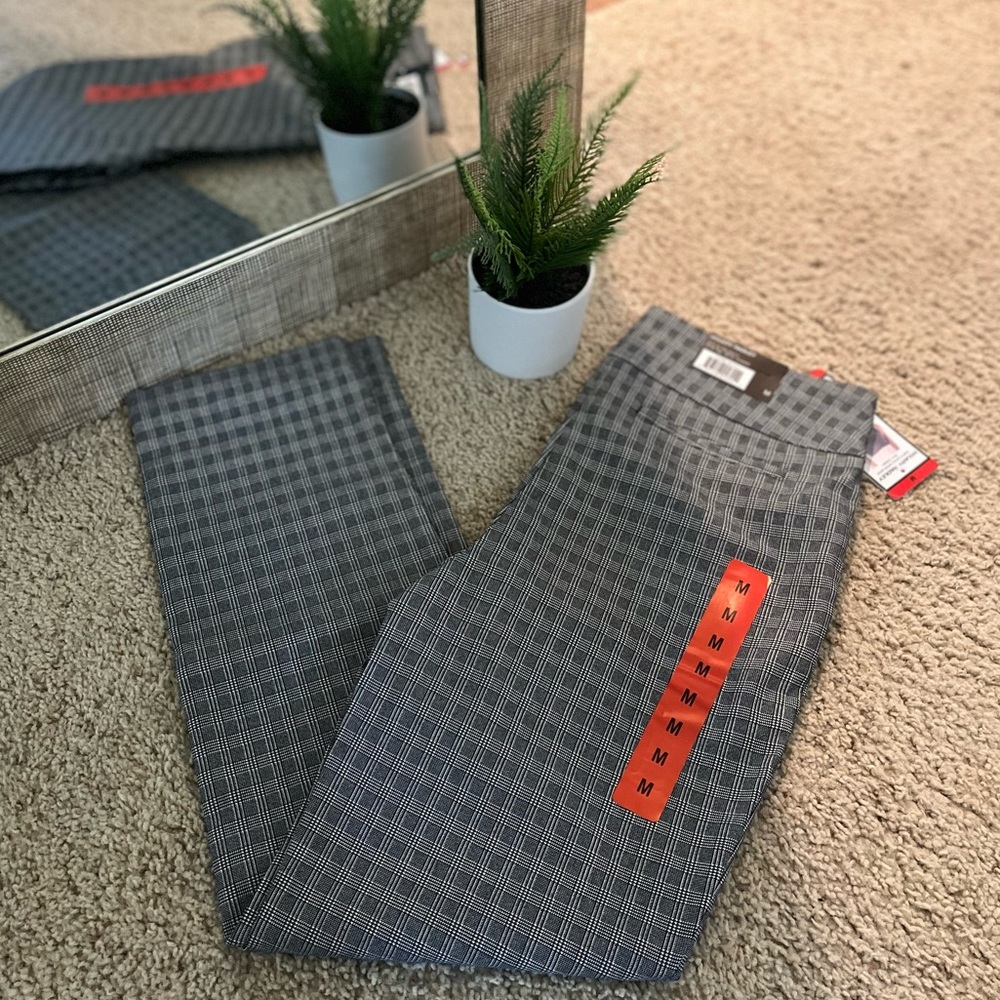 Black and White Straight Leg Ankle Work Slacks